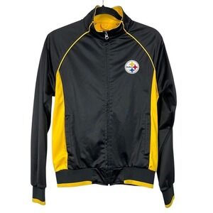 NFL Team Apparel Womens Pittsburgh Steelers Track Jacket Black/Gold Sz. Medium